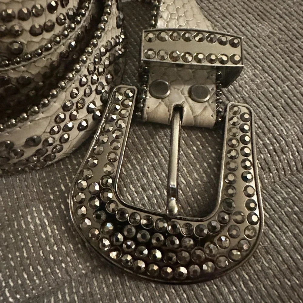 Rhinestones western belt gray size‎ medium